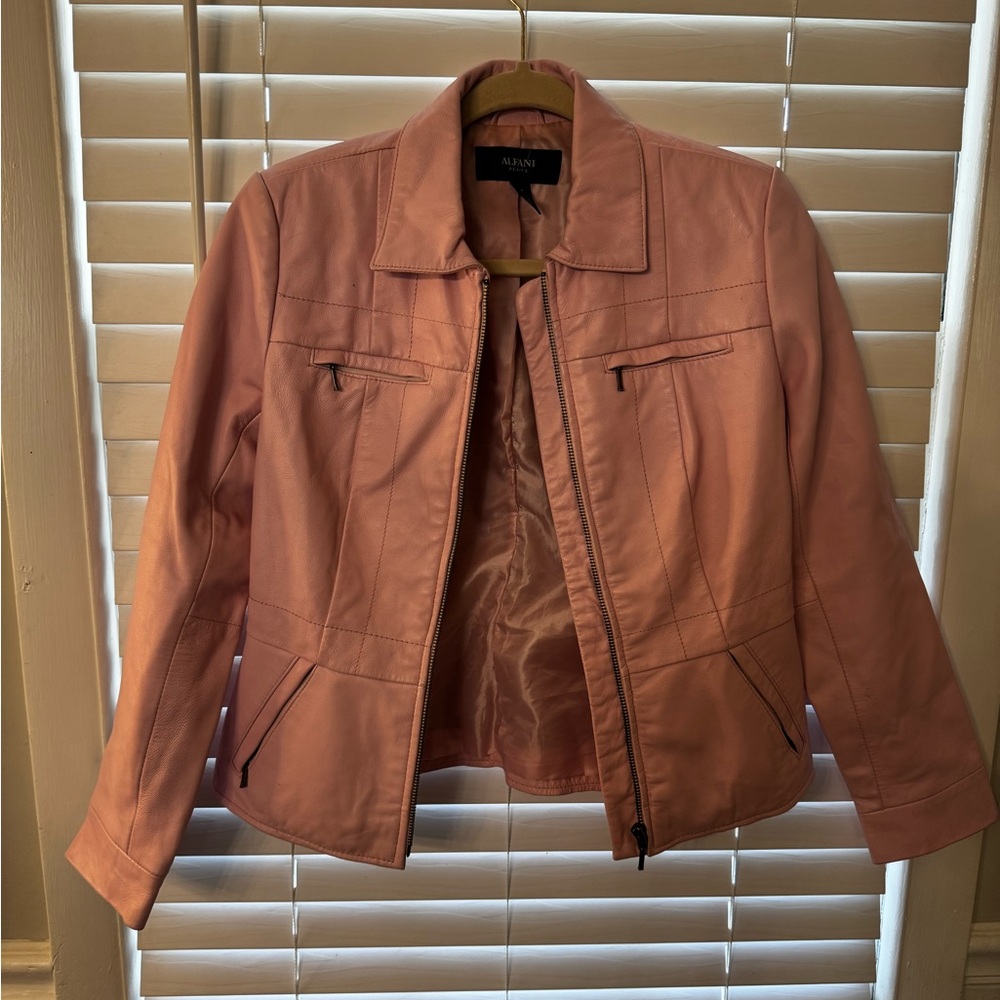 Alfani Blush Pink Leather Zip-Front Jacket Y2K Piece